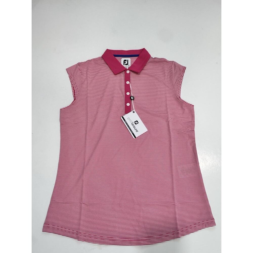 Foot Joy Woman's Cap Sleeve Fooder Stripe Shirt Medium Pink